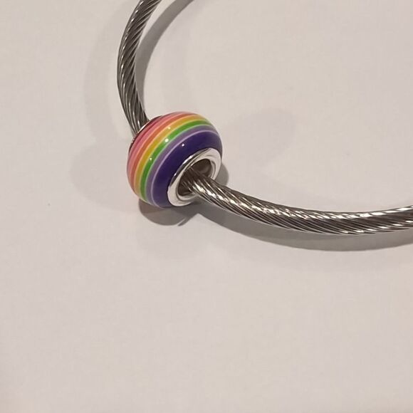 Silver Red Rainbow Charm for Pandora Style Bracelet - Picture 3 of 4